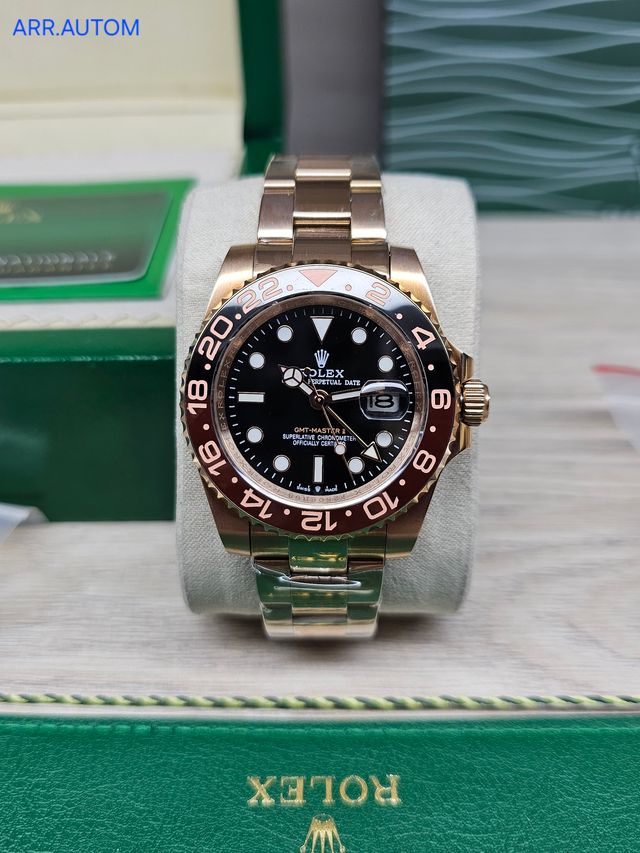 RELOJ ROLEX GMT-MASTER II "ROOT BEER" ORO ROSA – Calidad Premium 1.1